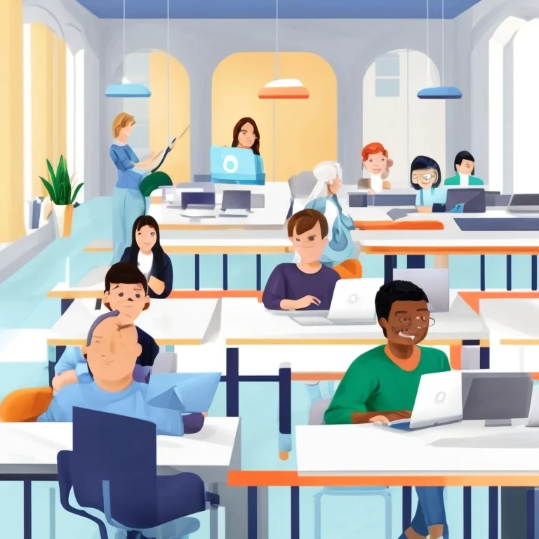 パソコンの画面を見ながら学習する様子